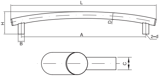最新款弧形拉手结构图