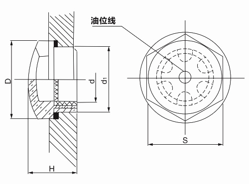 旋入式六角圆形油标HY8316.2结构图